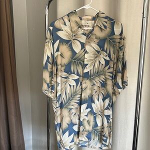 Tropical Blue and Cream Hawaiian Shirt